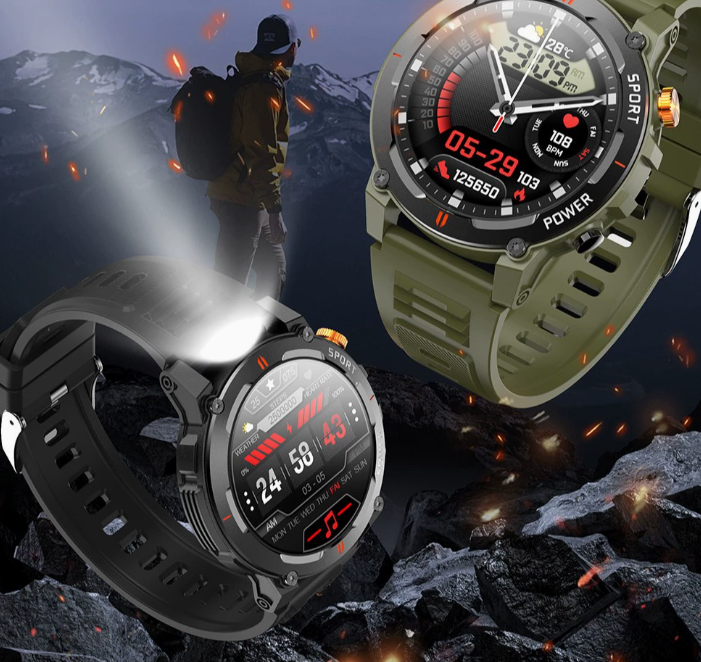 Smart watch outdoor sports, flashlight J300