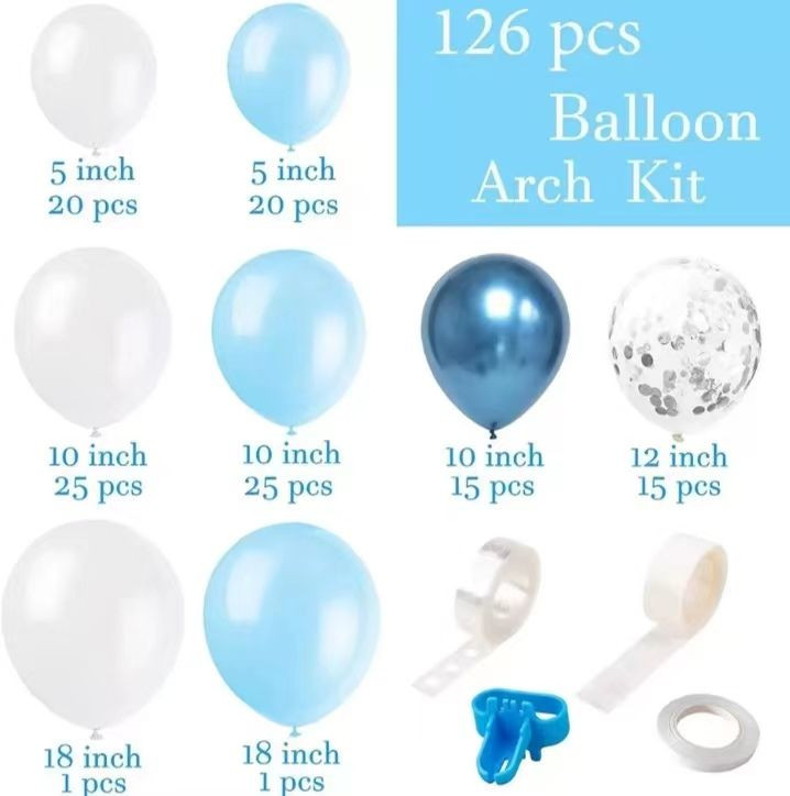 Blue and white balloon decoration set